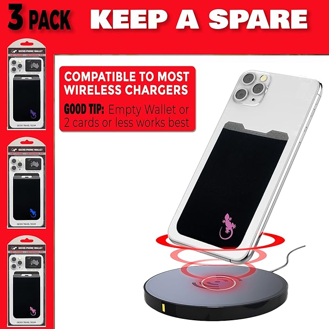 Phone Wallet - Adhesive Card Holder - Cell Phone Pouch - Stick on Lycra Pocket by Gecko - Carry Credit Cards and Cash