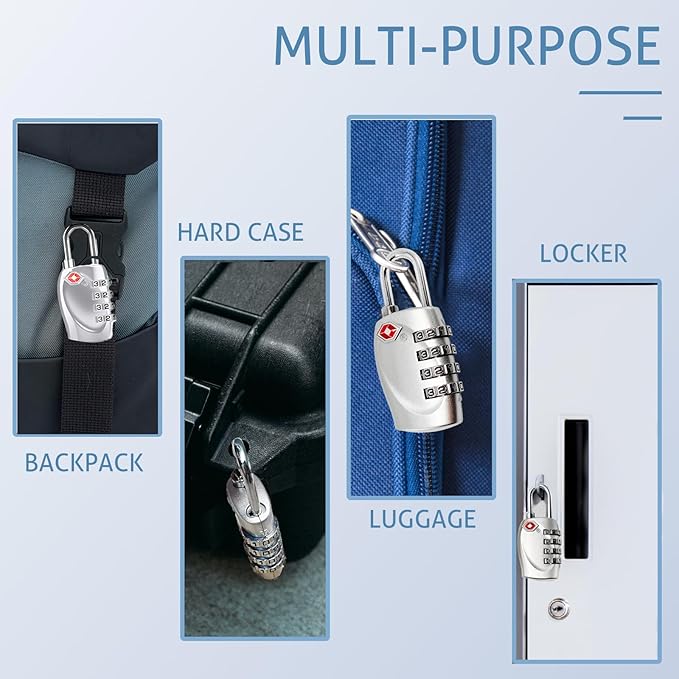 TSA Approved Locks for Luggage TSA Locks for Gun Case Lock 4 Digit Combination Lock Travel Locks TSA Approved Suitcase Locks Combo Lock with Code