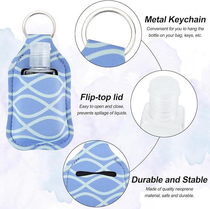 83Pcs Hand Sanitizer Holder Set, 40 Pcs Hand Sanitizer Holder Keychains & 40 Reusable Flip Cap Travel Bottles (30ml/1oz), 3 Funnels, For Travel, Vacation, Camping, Picnic, Party, Home, Office
