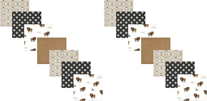 Hudson Baby Unisex Baby Cotton Flannel Receiving Blankets Bundle, Wild Buffalo, One Size (Pack of 2)