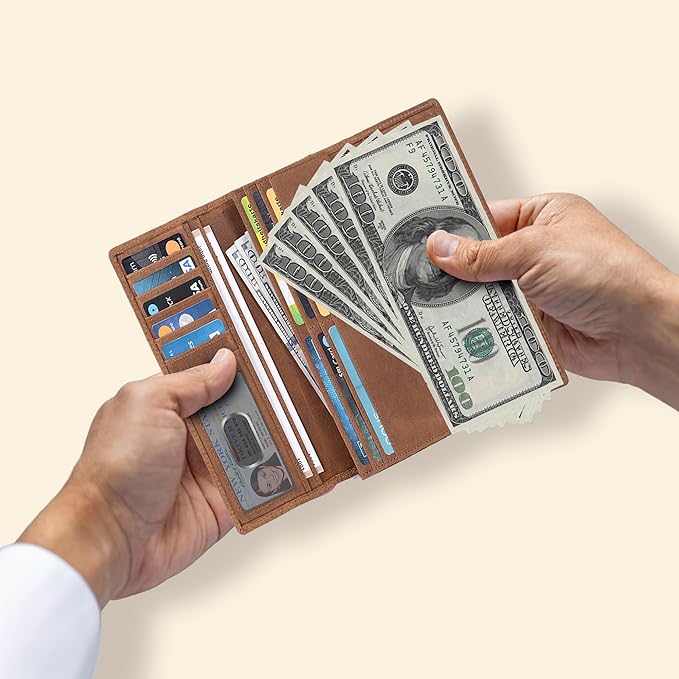 Real Leather Women Wallet Leather with RFID Blocking -Trifold Card Holder Designer Ladies Clutch with ID Window Wallets