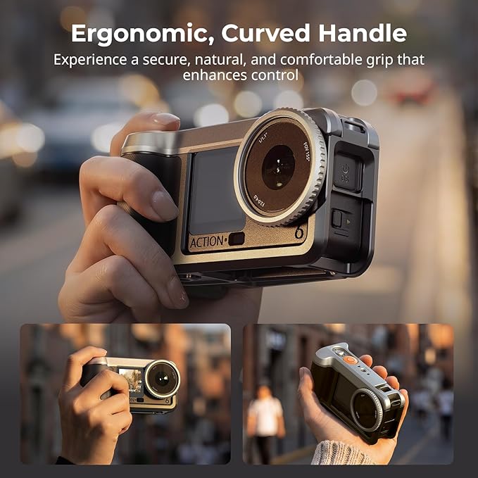 SMALLRIG Street Grip Kit for DJI Osmo Action 6, All-in-one Cage Kit with Cold Shoe, Shoulder Strap, Lens Protection Ring, Protective Frame with 1/4"-20 Locating Holes, for Street Photography-5891