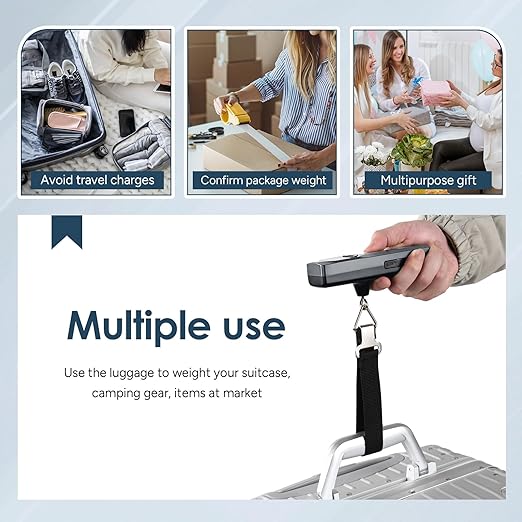 travel inspira Luggage Scale Battery-Free, Travel Essentials, Portable Handheld Suitcase Weight Scale for for Travel Accessories, 110lbs/50kg
