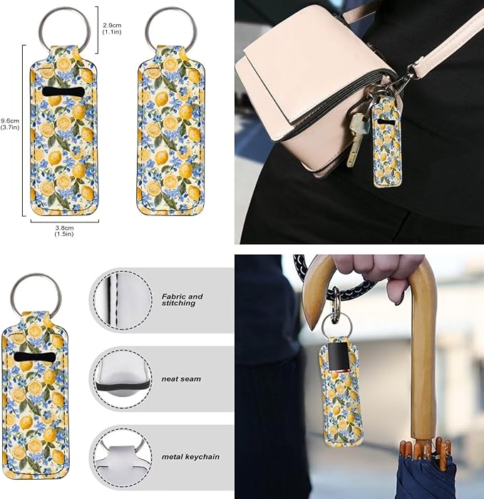 Suobstales 3Pcs Travel Bottles Keychain Holder Set,Travel Bottle Sleeves+Neoprene Chapstick Holders+Lanyard Keychain