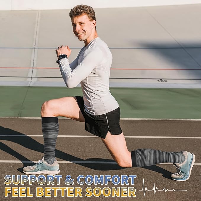 Sooverki Copper Compression Socks for Men & Women 8 Pack 15-20mmHg - Knee High Stockings Best Support for Running Athletic