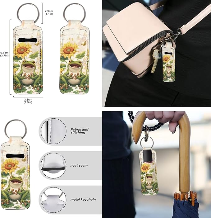 Suobstales 3Pcs Travel Bottles Keychain Holder Set,Travel Bottle Sleeves+Neoprene Chapstick Holders+Lanyard Keychain