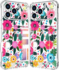 Compatible with iPhone 17 Pro Case Card Holder for Women Cute Design,Wallet Phone Cases Transparent Cool Kawaii Protective (Clear Floral Spring Blossom)