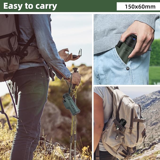 Pankoo 40X60 Monocular Telescope with Smartphone Holder & Upgraded Tripod, 2025 BAK4 Prism FMC Monoculars for Adults, HD Monocular Scope for Bird Watching Hiking Concert Camping Travelling