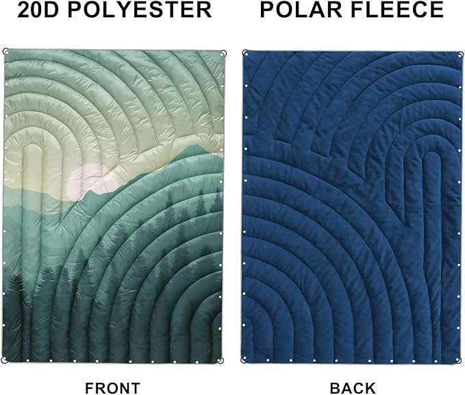 Camping Blanket, Puffy Polar Fleece Blanket Lightweight Warm Outdoor Blanket for Camping,Traveling, Stadium, Hiking, Picnics