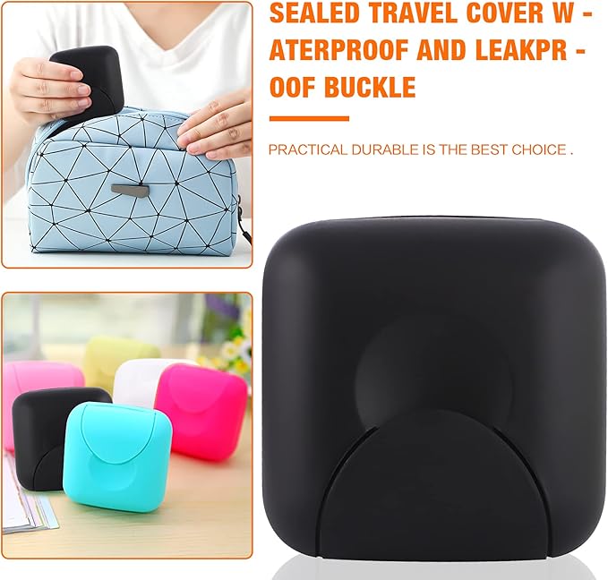 2 Pcs Small Size Plastic Soap Case Holder Container Box Home Outdoor Hiking Camping Travel,2.75 * 2.75 * 1.65 inch Black
