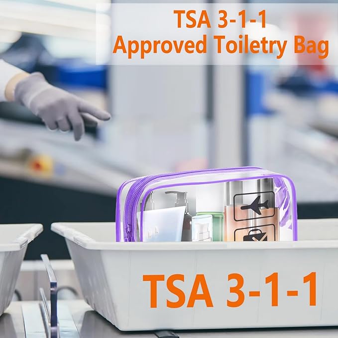 Clear Makeup Bags Toiletry bags Quart Size Travel Bag,TSA Approved Toiletry Bag 6Pcs- Clear Travel Bags for Toiletries, Carry on Airport Airline Compliant-Bag,6 Packs