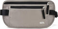 Unisex Money Belt For Men and Women, Slim Passport Holder RFID Blocking Travel Essentials Pouch with Adjustable Strap Small Waist Pouch for Workout Running Travelling Hiking, Light Grey