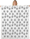 Soccer Kids Throw Blanket,Ball Sports Games Competition Bed Blanket for Girls Boys Adults,American Football Cartoon Fleece Blanket,Black White Unique Fuzzy Blanket,Throw Size (50 x 60 Inches)