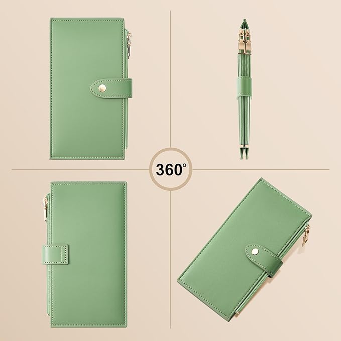Travelambo Leather Wallets for Women Slim RFID Blocking Bifold Credit Card Holder Wallet