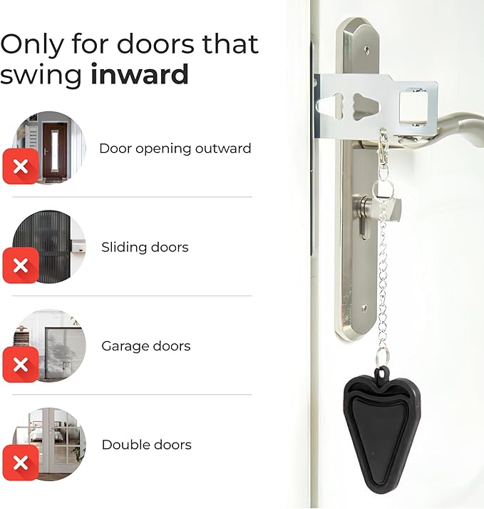 Extra Protection Door Lock – Portable Security Device for Safe Stays in Hotels and Apartments. Provides Instant Safety for Women, Solo Travelers, and Families.