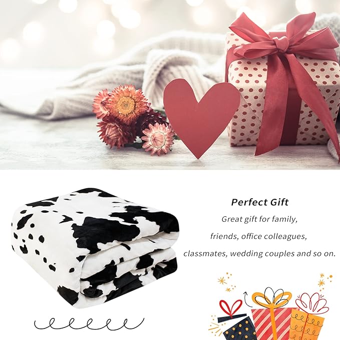 Fleece Throw Blanket for Women Men, Black White Soft Cozy Fuzzy Fleece Throw for Couch, Bed, Sofa & Office, Warm Plush Bedding for All Seasons 50" x 60"