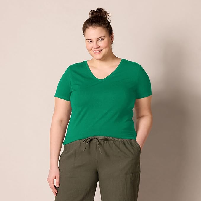 Amazon Essentials Women's Regular-Fit Short-Sleeve T-Shirt (Crewneck and V-Neck Options), Multipacks