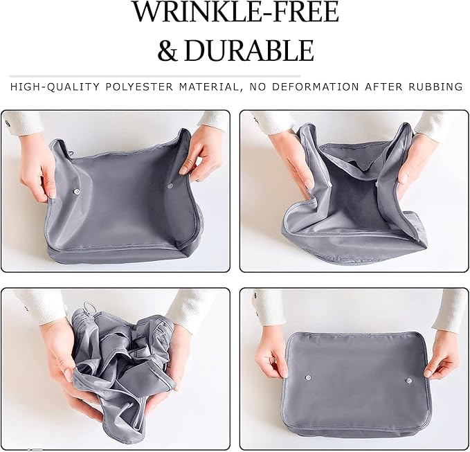 LANSKLBD 8 Set Packing Cubes for Suitcases Travel Luggage Packing Organizers,Travel Essentials Accessories Luggage Organizer with Shoe Bag Tioletry/Laundry Bag（Grey）