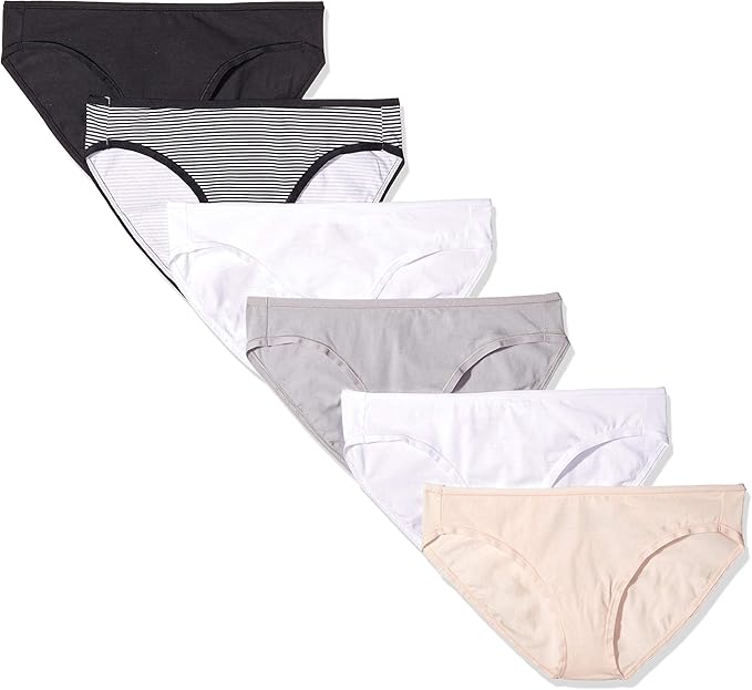 Amazon Essentials Women's Breathable Cotton Bikini Brief Underwear with Full Coverage, Multipacks