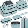 Mesh Packing Cubes for Travel, Durable Luggage Organizer with Sturdy Material and Double Zippers, Comprehensive Set for Travel Accessories Storage, 10 set, teal