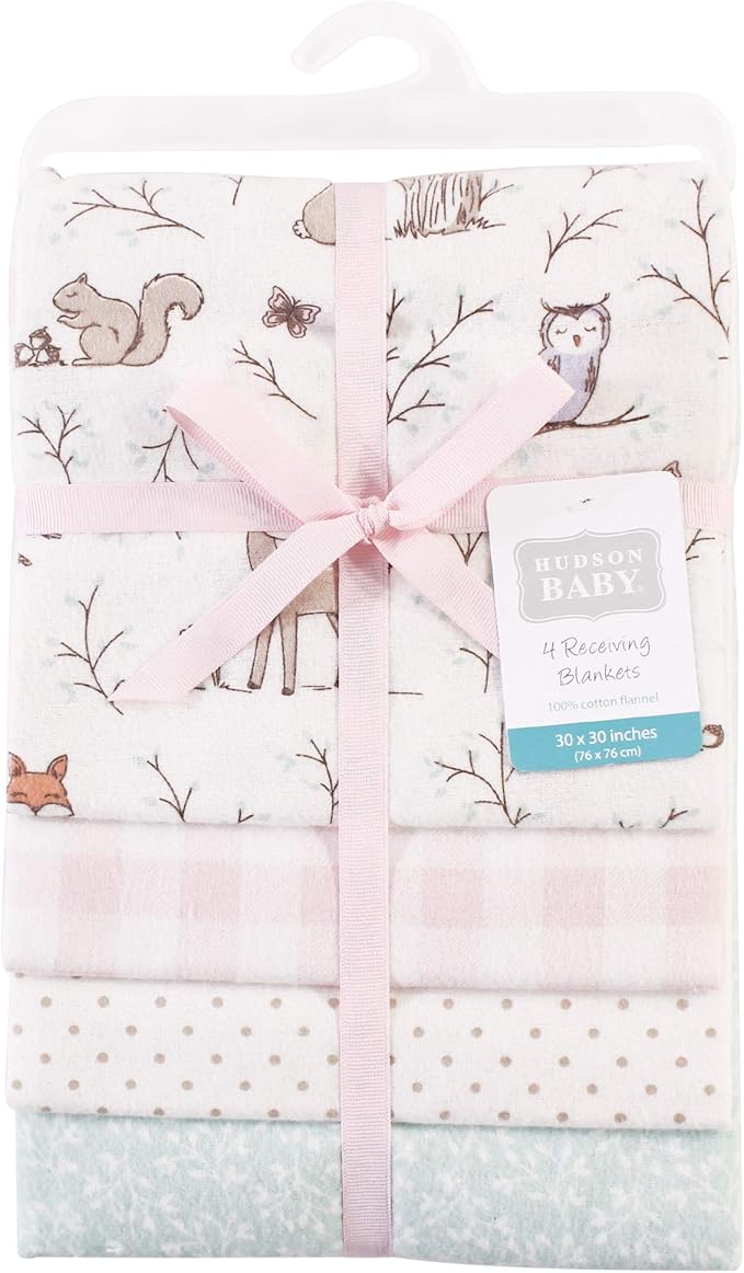 Hudson Baby Unisex Baby Cotton Flannel Receiving Blankets, Enchanted Forest, One Size