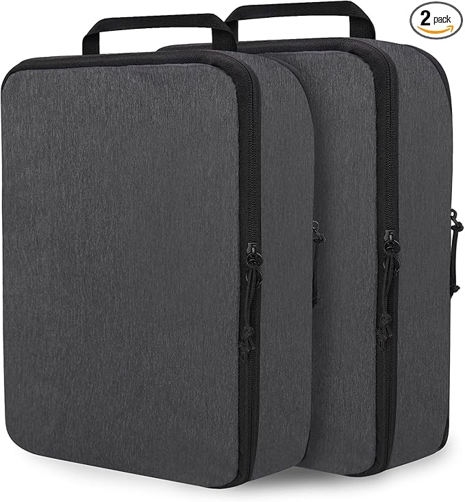 Extra Large Compression Packing Cubes for Travel Essentials, 2 Set Expandable Travel Cubes for Packing Compression Bags Luggage Suitcase Organizer, Black