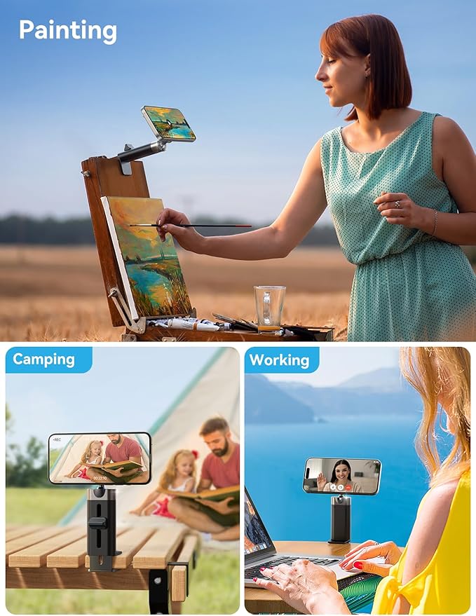 JOYROOM 【360° Metal Ball & Titanium】 Magsafe Airplane Phone Holder, Travel Essentials for Airplane Phone Mount, Universal Travel Phone Holder for Plane, Must Have for iPhone 17 16 15 14 13