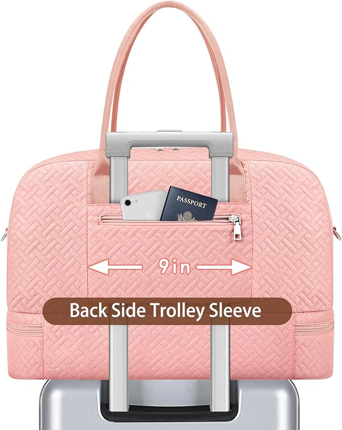 Weekender Bag for Women, Large Overnight Bag Canvas Travel Duffel Bag Carry On Tote with Shoe Compartment 21" 3Pcs Set