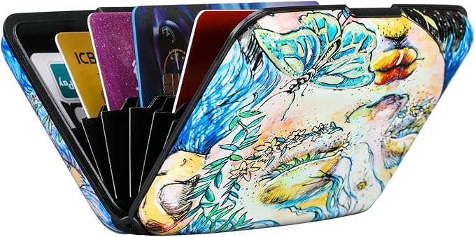 ELFISH RFID Blocking Credit Card Protector Aluminum ID Case Hard Shell Business Card Holders Metal Wallet for Men or Women (Sleeping Beauty)