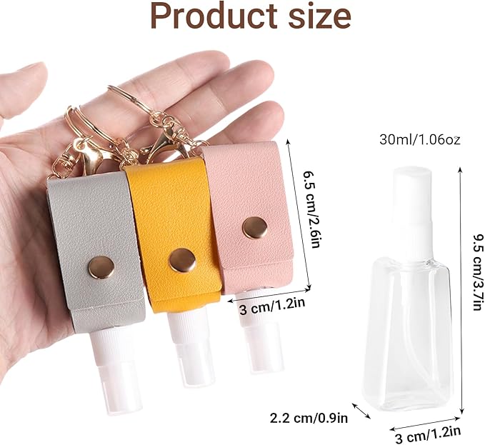 Keychain Alcohol Spray Bottle, Mini Travel Size Spray Bottle 1 oz, Portable Refillable Hand Sanitizer Bottle Case