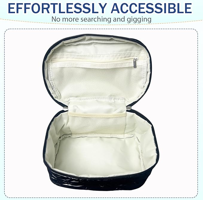 Makeup Bag Toiletry Bag for Women, Waterproof Material with Handle, Can Accommodate Toiletries, Makeup Brush Accessories（Black）