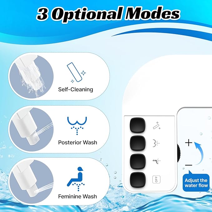 Bidet Attachment for Toilet Non-Electric,Ultra-Slim Self-Cleaning Toilet Bidet with Foldable Dual Nozzles,Adjustable Water Pressure for Rear and Feminine Wash(White)