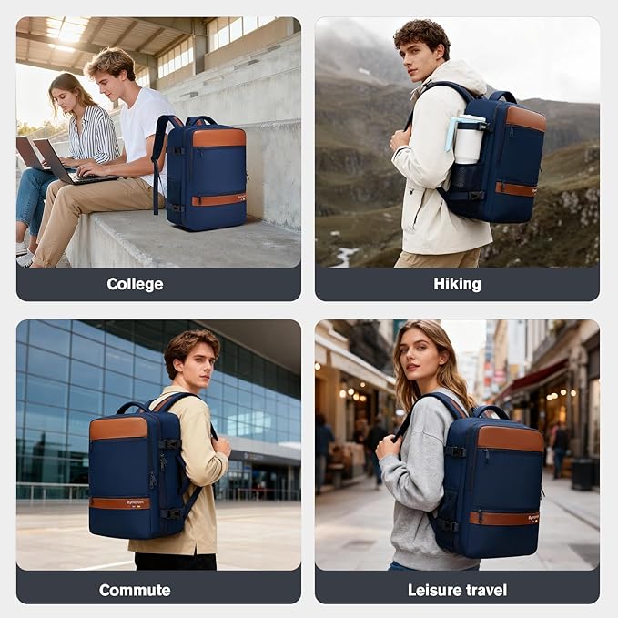 Smart Suitcase-style Laptop Backpack, 25L / 35L Practical Travel Bag for Work, Leisure & Flight, Luggage-Style Commuter Pack (Navy, 35L)