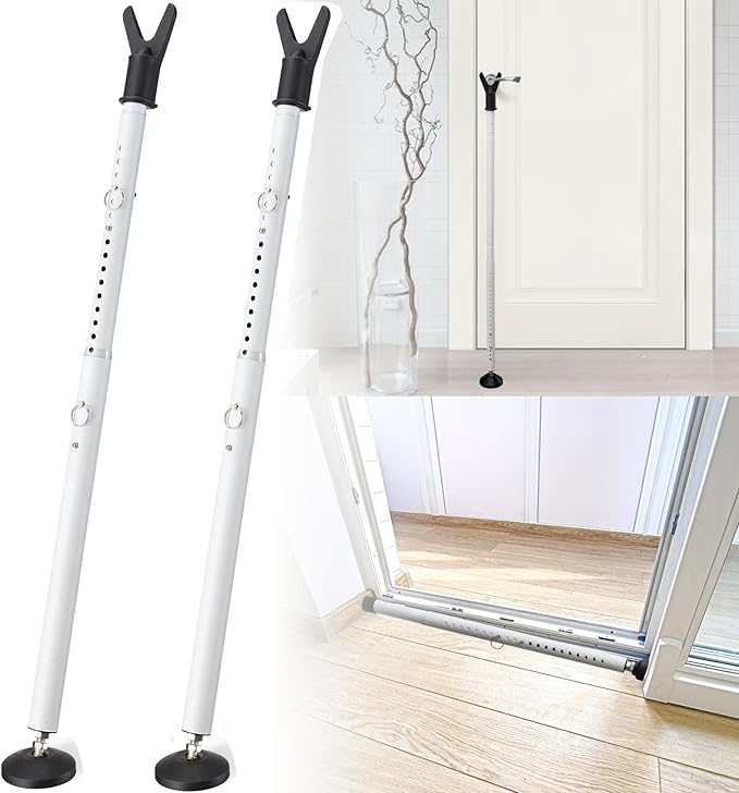 2 Pack Sliding Door Security bar,Heavy Duty Portable Door Lock,2-in-1 Adjustable Sliding Door Lock Bar,Door Barricade Security Bars for Window,Stop, Front Door, Patio Door, Apartment