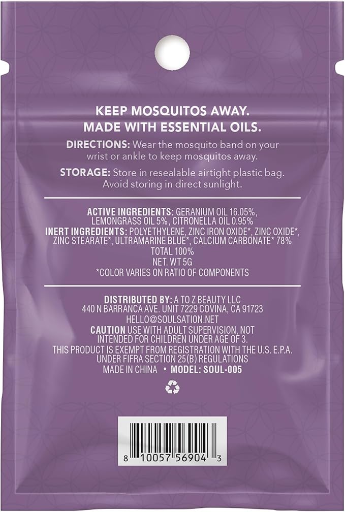 SoulSation 25 Pack Mosquito Repellent Bracelets, DEET-Free for Kids & Adults, Individually Wrapped Bands