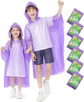 Hitituto Rain Ponchos Family Pack Kids– 6/12/24 Pack Disposable Poncho with Hood, Clear & Assorted Colors, Home Survival Kits
