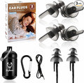 Ear Plugs for Sleeping Noise Cancelling 3 Pairs, Sound Blocking Soft Silicone Earplugs for Side Sleepers, Misophonia, Tinnitus,Sensitivity Hearing Protection - with Cord & Case, Black