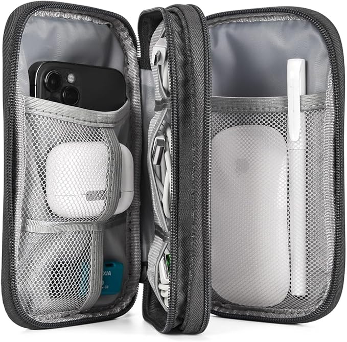 CAAORDKSO Travel Cord Organizer Electronics Organizer Travel Case, Travel Cable Organizer Bag Waterproof Portable Accessories Case for Cable, Charger, Phone, Power Bank, Earphone (Dark Gray, Large)