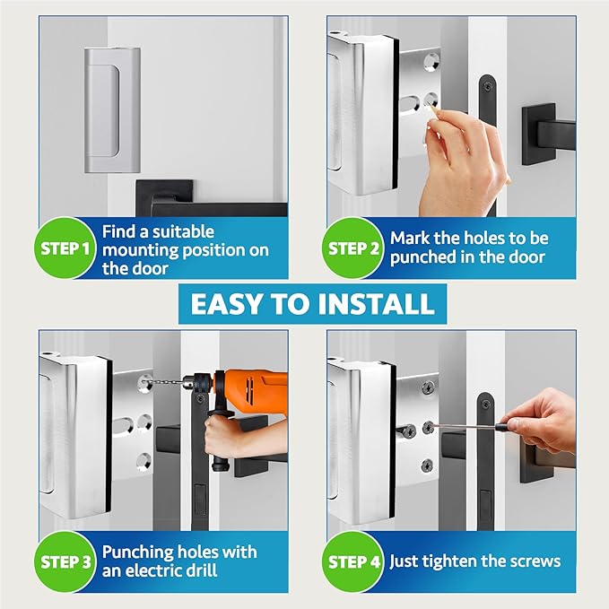 Dwell+Good Door Reinforcement Lock (2-Pack) - DIY Nickel Home Security Door Lock for Front Door - Security Locks for Doors Inside | Child Proof Door Lock for Kids Safety - Withstand 800 LB of Force