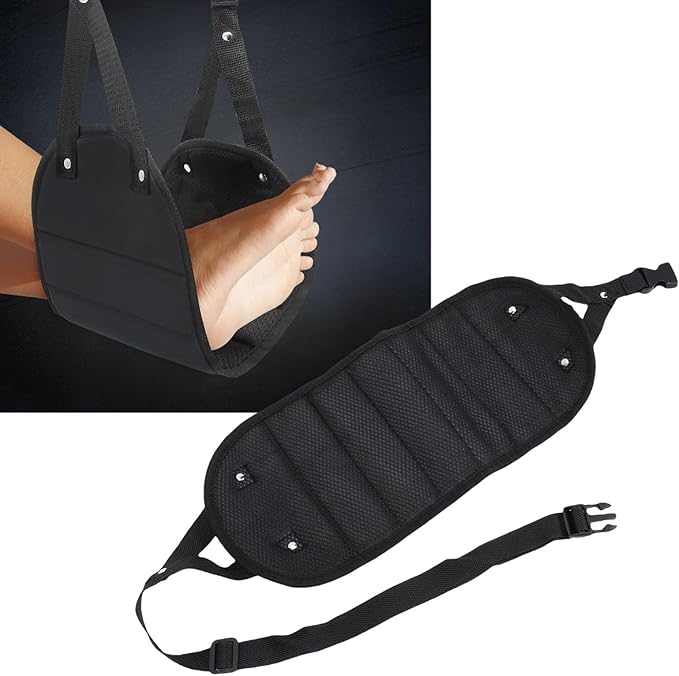 Airplane Foot Rest, Foot Hammock for Plane Travel, Airplane Travel Essentials to Relax Your Feet, Long Flight Essentials (Black)