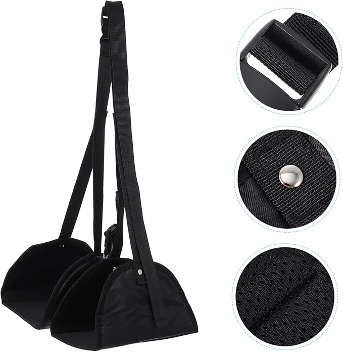 Airplane Footrest Hammock Adjustable Portable Foot Sling for Travel Oxford Cloth for Flights Relax Your Feet at Black