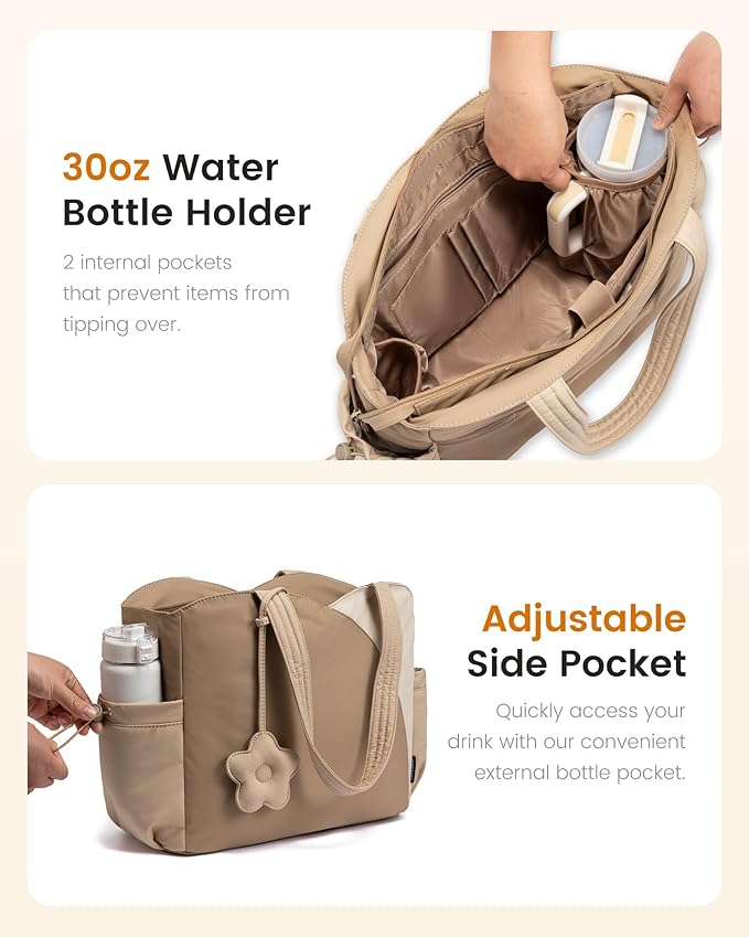 LOVEVOOK Tote Bag for Women, Puffer Work Bags with Zipper for Daily Travel College, Teacher Nurse Laptop Handbags Purses Gift