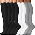 Sooverki Copper Compression Socks for Men & Women 8 Pack 15-20mmHg - Knee High Stockings Best Support for Running Athletic