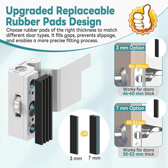 Upgraded Portable Security Door Reinforcement Lock - No Drilling Flip Lock Latch Prevents Unauthorized Entry Fits Inward-Opening Doors, Apartment, Hotel, Travel (White-1 Pc)