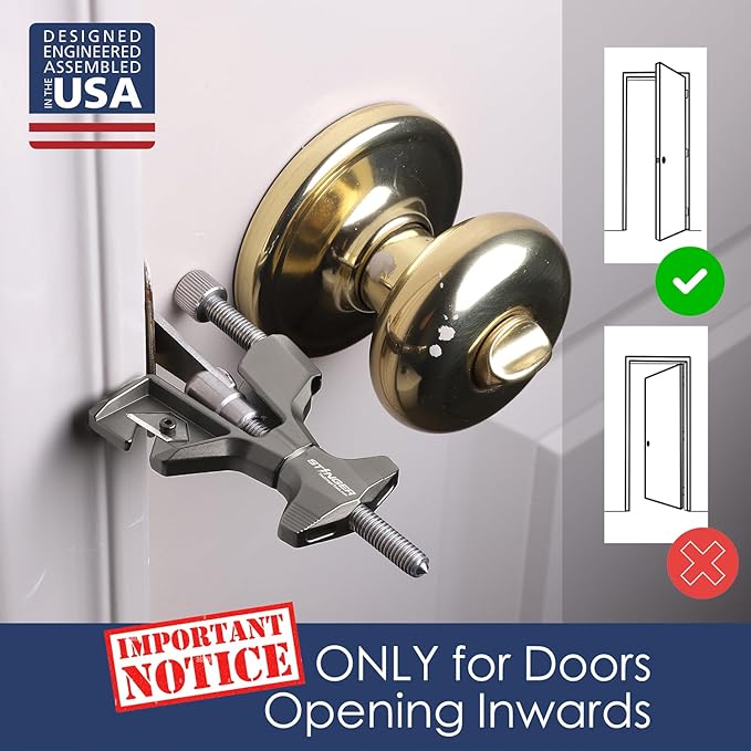 Stinger Portable Door Lock for Travel, Travel Door Lock with Seat Belt Cutter and Glass Breaker | Home and Hotel Room Security Device