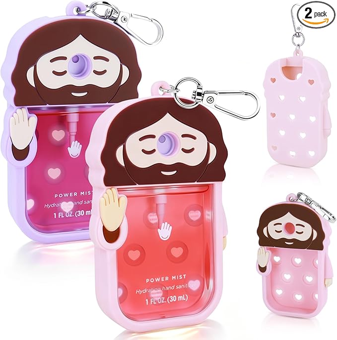 Silicone Case Compatible with Touchland Hand Sanitizer Spray, Touchland Case with Keychain, Protective Case for Power & Glow Mist 1 FL Oz/30ML, Sanitizer Spray Accessory for Mother's Day(Pink&Purple)