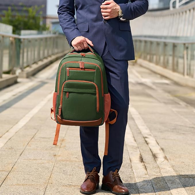 BOVIP Travel Backpack For Men Women,40L Carry On Backpack Flight Approved,TSA Personal Item Travel Bag Fits 17 Inch Laptop,Business Weekender Overnight Daypack Green