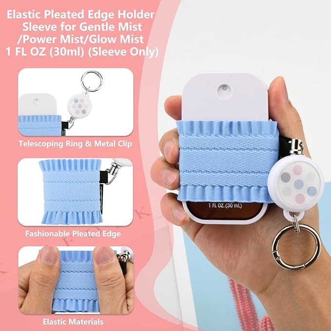 Beautyflier 4pcs Elastic Holder Sleeve for Touchland Power Mist Hand Sanitizer Spray, Cute Hand Sanitizer Holder for Gentle Mist, Glow Mist and Power Mist 1FL OZ, Best Gift for All Ages