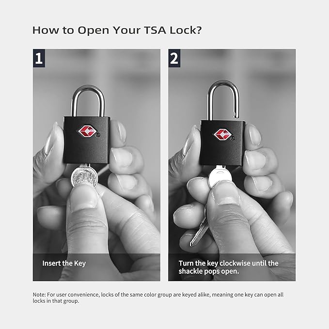 TSA Locks for Luggage with Key, Travel Luggage Locks TSA Approved 4 Pack, Small Padlock with Key, Same Keyed Mini Padlock for Suitcase, Backpack, Bag, Purse, Tent, Zipper, Tool Box (Red)