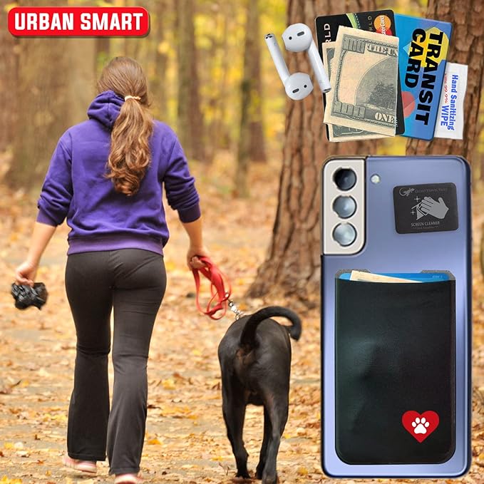 Phone Wallet - Adhesive Card Holder - Cell Phone Pouch - Stick on Lycra Pocket by Gecko - Carry Credit Cards and Cash